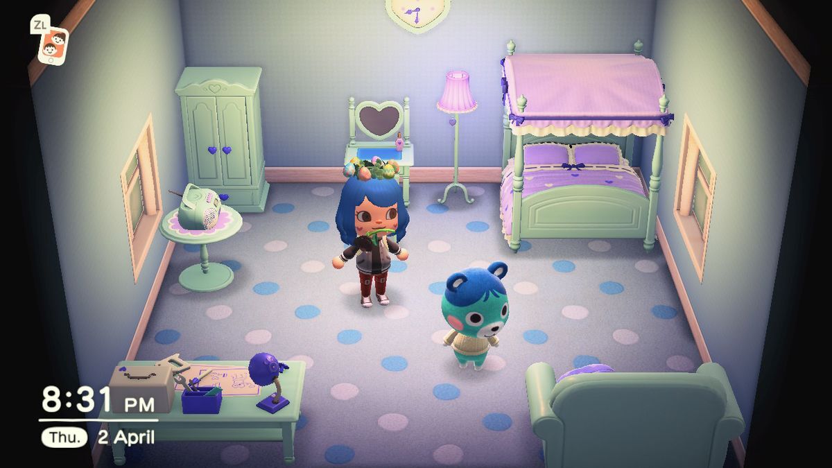 Animal Crossing: New Horizons Блюбеар жилой дом Интерьер