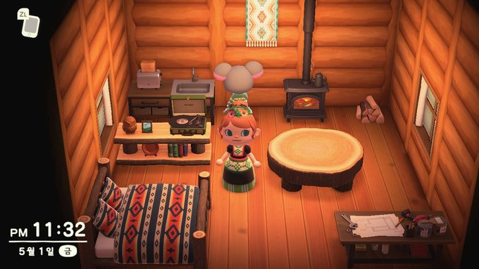 Animal Crossing: New Horizons Гонзо жилой дом Интерьер