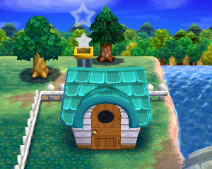 Animal Crossing: Happy Home Designer Lluvia Casa Vista Exterior
