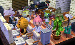Animal Crossing: Happy Home Designer Sátiro Casa Interior