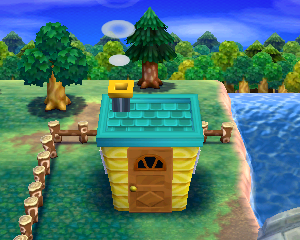 Animal Crossing: Happy Home Designer Gruñerto Casa Vista Exterior