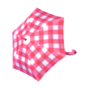 roze geruite paraplu