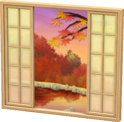 楓葉與紙拉門窗戶‧淡棕色