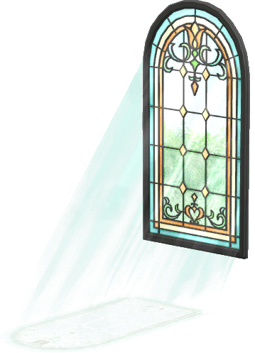 Blauglas-Bogenfenster
