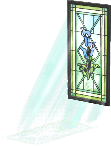 Blaulilien-Glasfenster