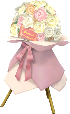 bouquet rose sur trépied