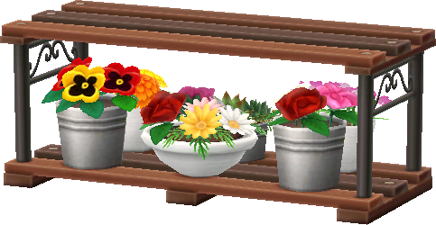 panca con vasi di fiori