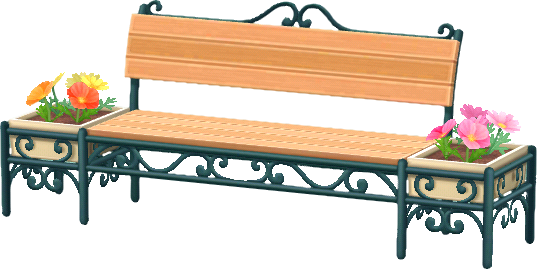 banc de gare fleuri