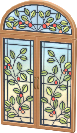 브라운 식물 무늬 장식 창문