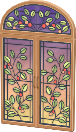 브라운 식물 무늬 장식 창문