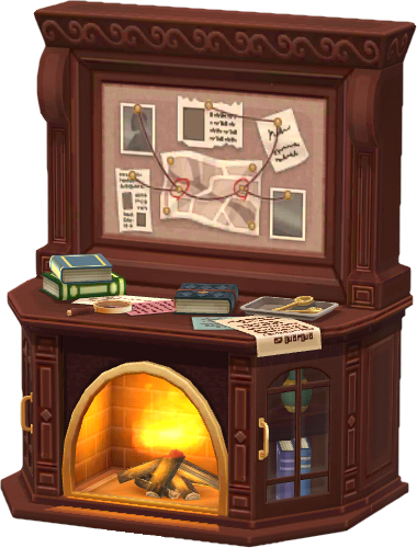 detective agency fireplace