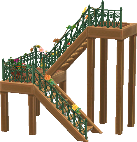 escaliers fleuris en bois