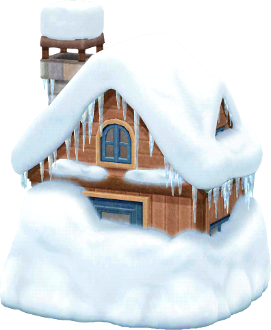 cabaña cubierta de nieve
