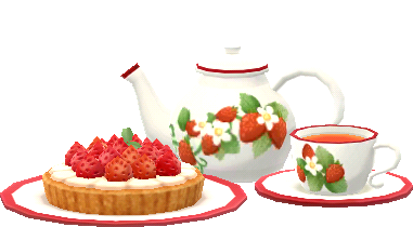 thé et tarte aux fraises
