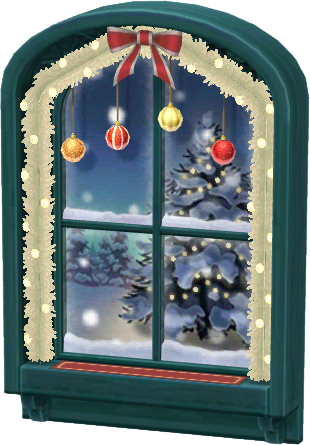 teal festive window