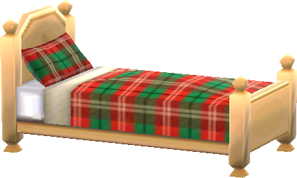 クリスマスチェックのベッド