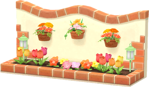 muro de jardín con flores