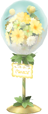 bouquet jaune sous verre