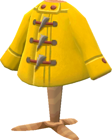 黃色羊毛混紡牛角釦大衣