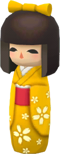 노란 옷의 일본 목각인형