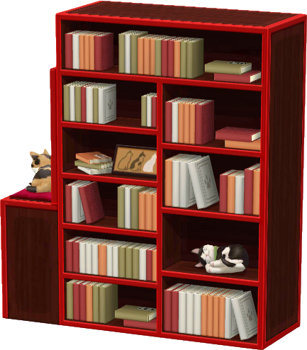 calico bookshelf