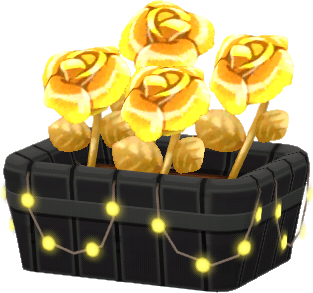roses dorées en pot