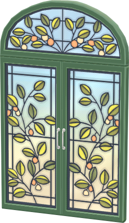 green glass plant window