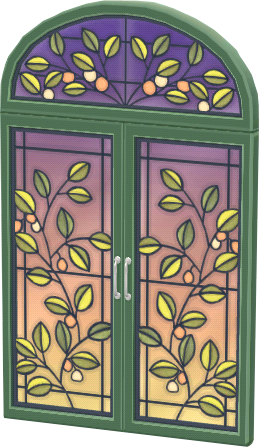 green glass plant window