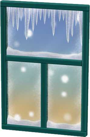 teal snowy window