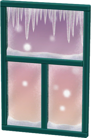 teal snowy window