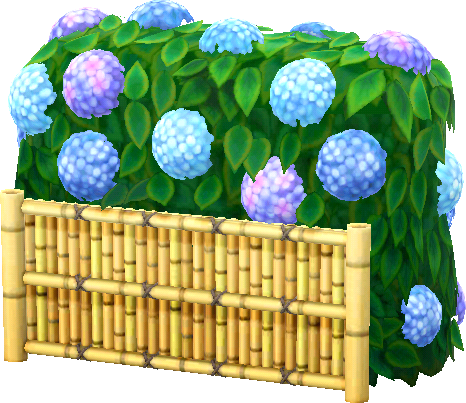 blue hydrangea fence