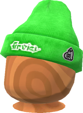 green knitted splat hat