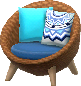 sillón mimbre azul