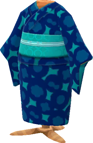 yukata bleu à motifs