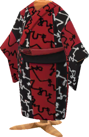 yukata rosso con scritte