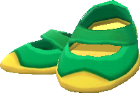 green buckled shoes