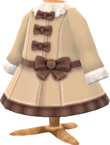 ribbon-belted beige coat