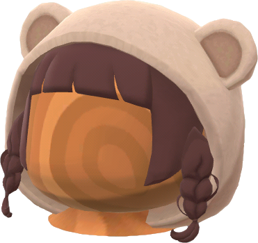 小熊頭罩麻花辮‧棕色