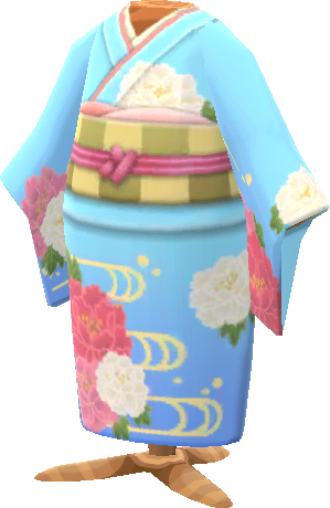 kimono peonía azul