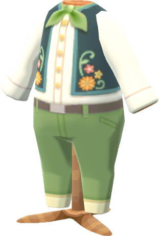 traje rústico flores verde