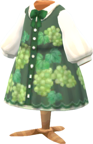 葡萄圖案連身裙‧綠色