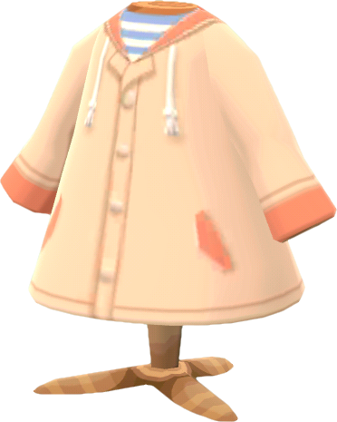 pastel-orange raincoat