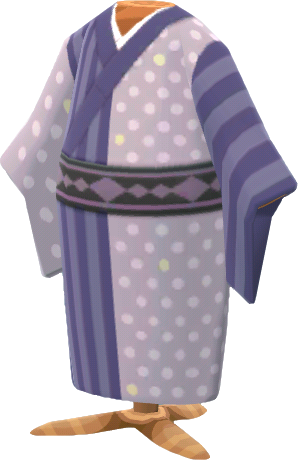 圓點條紋和服‧紫藤色