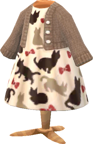 mocha kitty-print dress