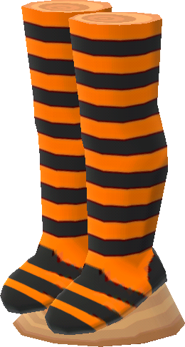 粗橫紋褲襪‧橘色