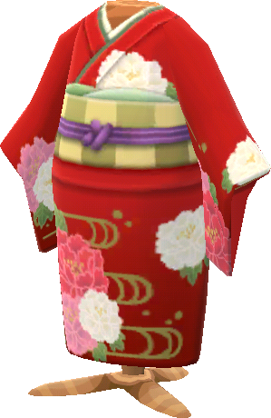 kimono peonía rojo