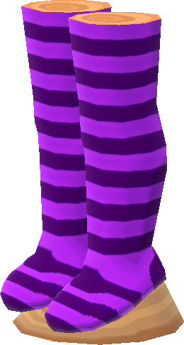 粗橫紋褲襪‧紫色