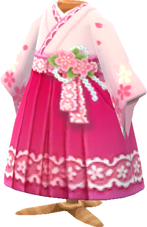 櫻花蕾絲和服褶裙‧鮮紅色
