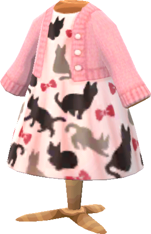 pink kitty-print dress