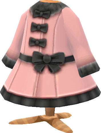 ribbon-belted pink coat